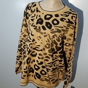 Rachel Roy Rikki Leopard Print Pullover PLUS NWT